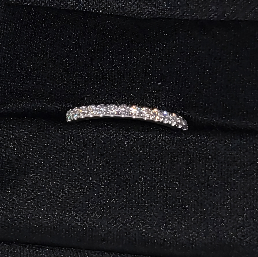 Moissanite Size 6 Half Eternity Band 18k White Gold Plated Sterling Silver - Picture 5 of 9